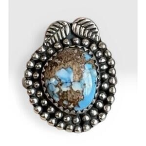 Golden Hills Turquoise Ring Sterling Silver Southwestern Boho Size 7